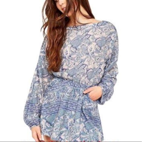 Free People | Women's Blue Cutout Back Tunic Dress| Small - Picture 10 of 11